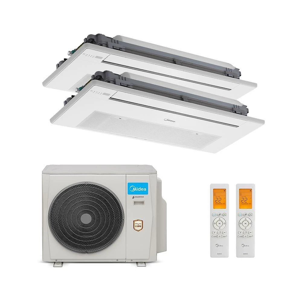 Ar Condicionado Bi Split Inverter Midea 27.000 BTUS 2x Evap Cassete 18.000 Quente e Frio 220V