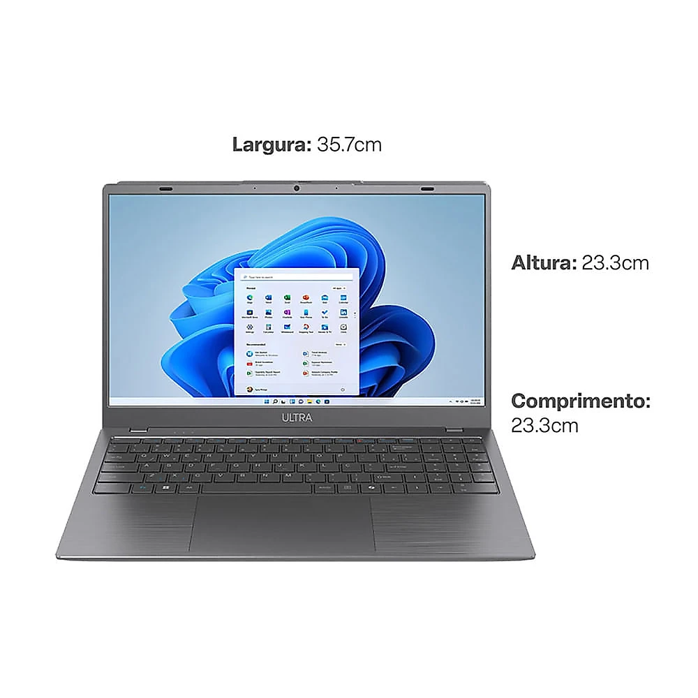 Notebook Windows 11 Home Tela 15.6 Pol. FHD Pentium Gold 6500Y 4GB 128GB e MMC Ultra UB365 Cinza
