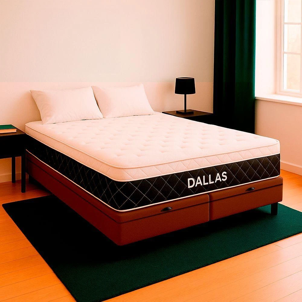 Cama Box Baú Queen Marrom E Colchão Dallas Molas Vstore