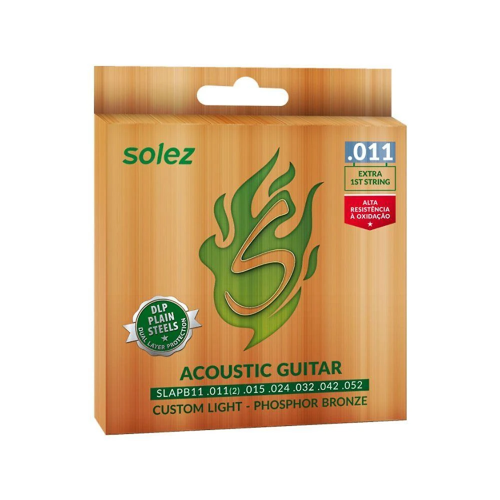 Kit 2 Jogos de Encordoamento para Violão Aço SLAPB11 Phosphor Bronze 011 com Primeira Corda Extra