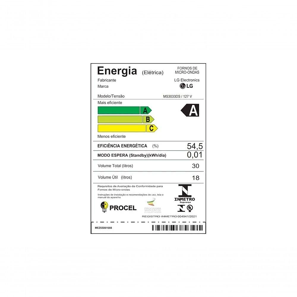 Micro-ondas NeoChef LG 30L Preto Limpa Fácil MS3033DS 110V