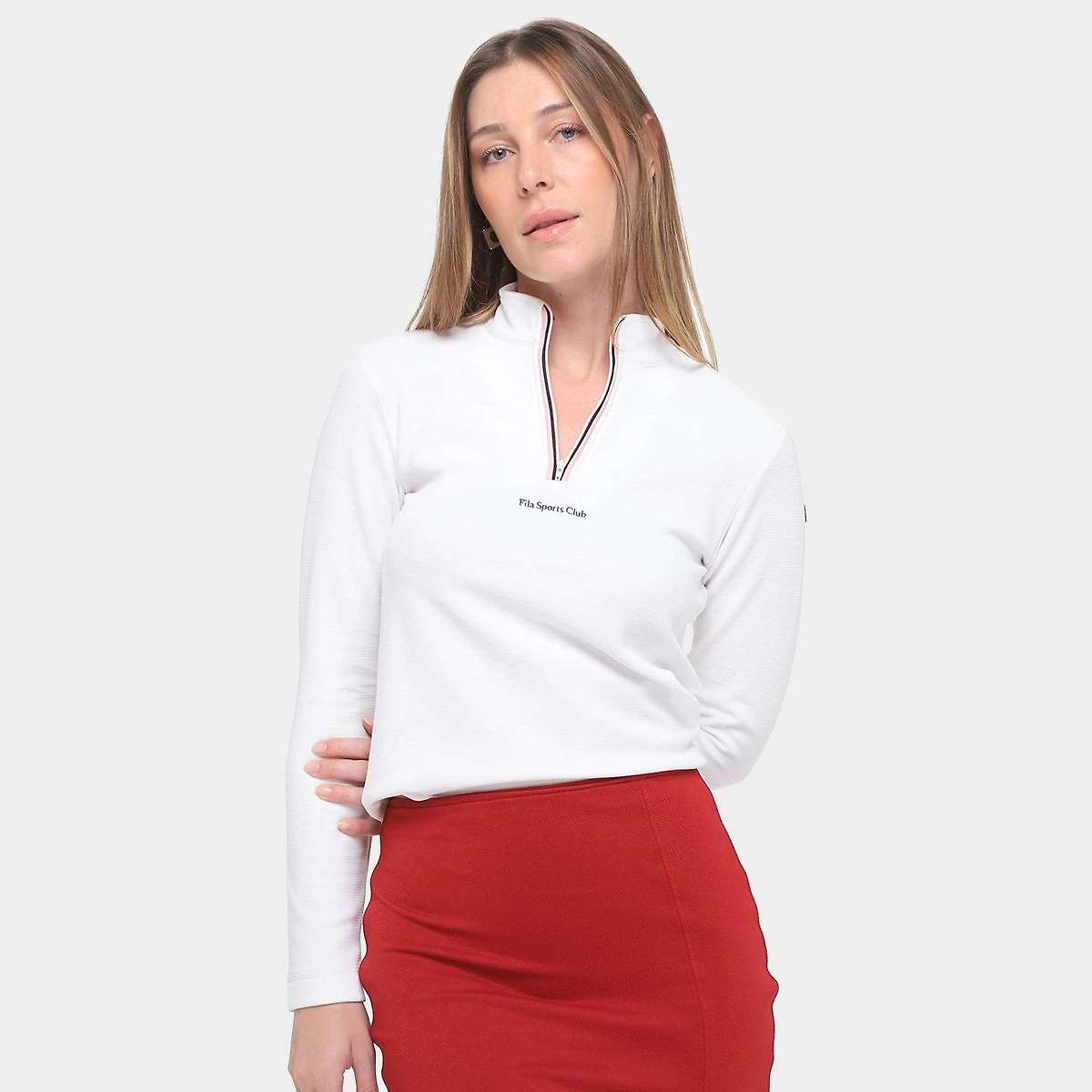 Miniatura Camiseta Manga Longa Fila Sport Club Feminina Off White+Azul - G