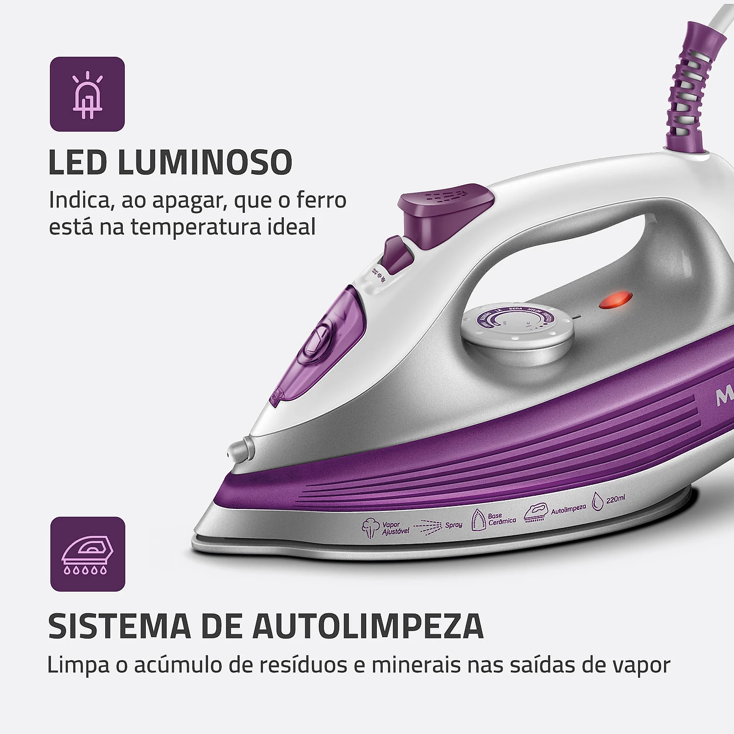 Ferro a Vapor Mondial - FVN-01-P FERRO A VAPOR FVN-01-P 127V/60HZ .