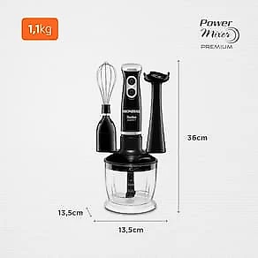 Mixer Mondial MKNE M-14 3 em 1 Preto 500W 2 Velocidades Copo 600ml Lâmina Inox 110V