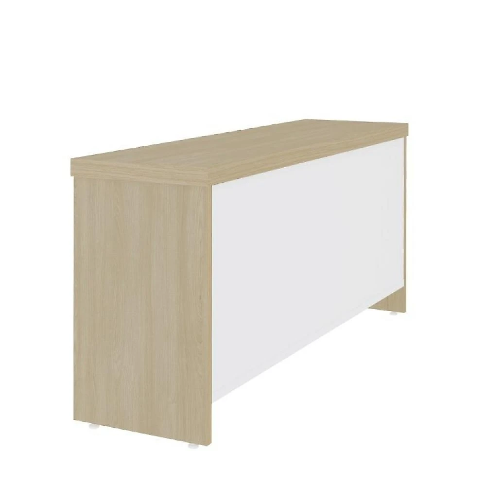 Kit 2 Peças 1 Mesa 180cm Tamburato 4 Gavetas com Balcão 2 Portas 3 Gavetas Escritório Completo 1 Mesa 4 Gavetas com Balcão 2 Portas 3 Gavetas Artany Carvalho/Branco