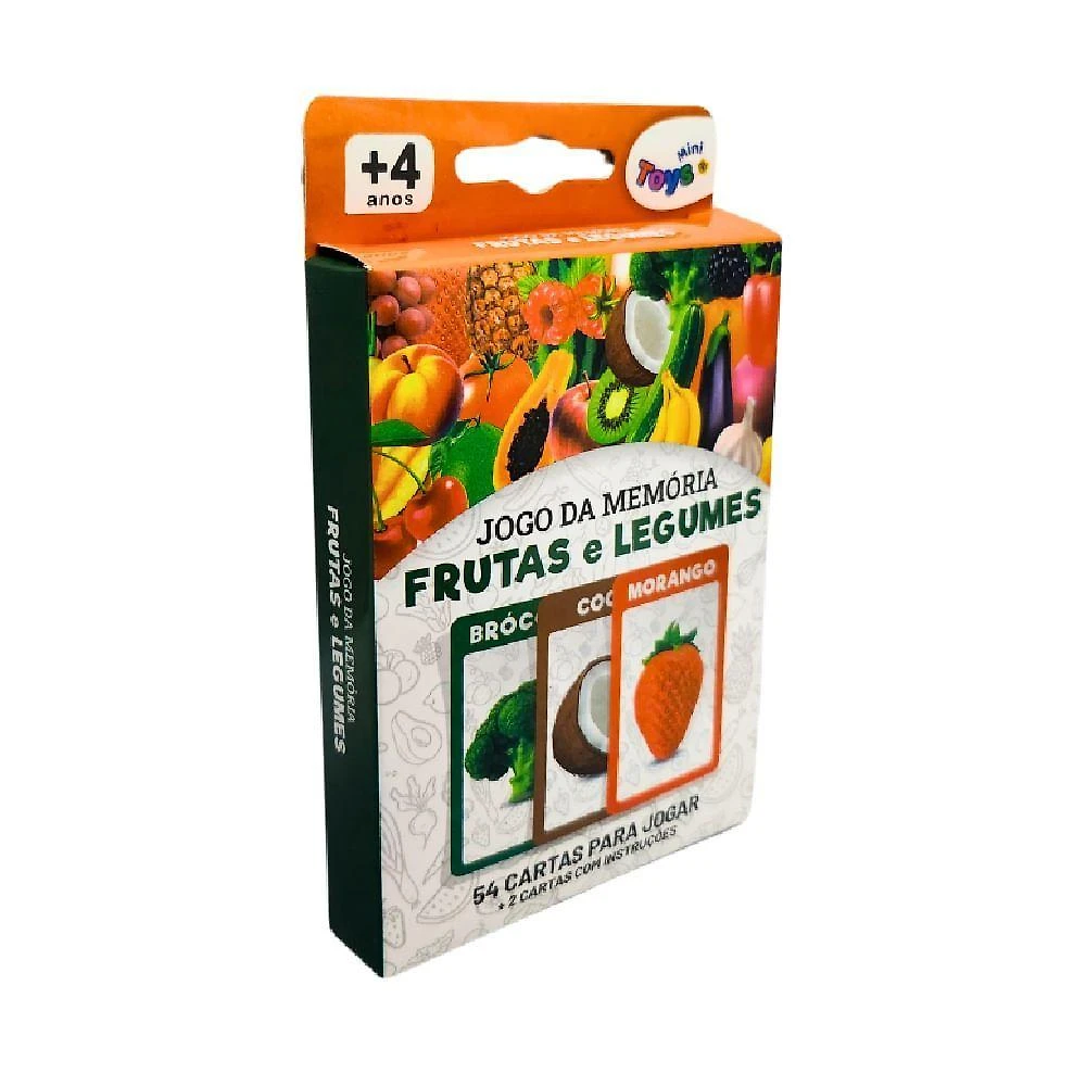 Jogo da Memória Infantil 6335 Frutas e Legumes Educativo 54 Cartas Mini Toys