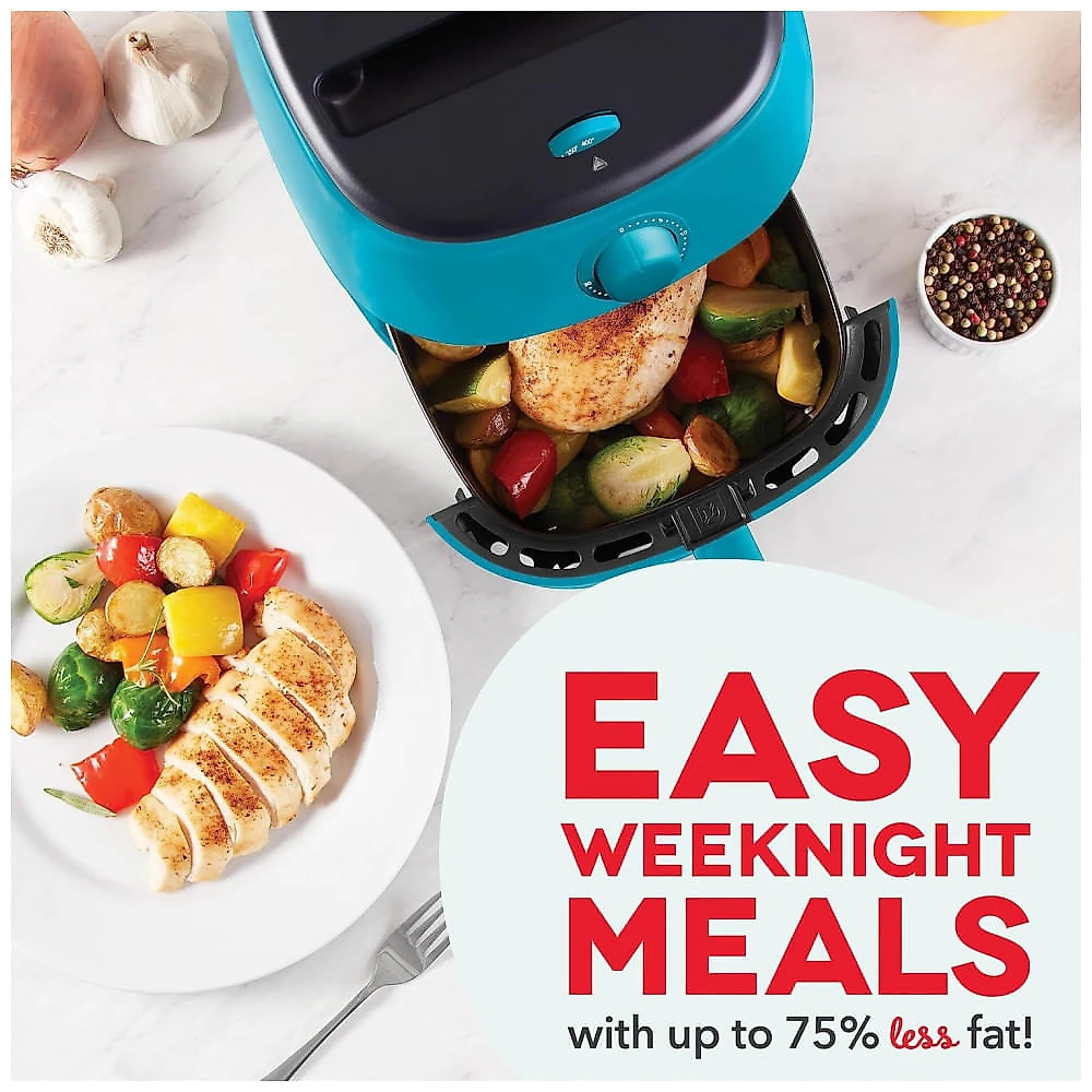 Fritadeira Elétrica AirFryer 2.6L com Temperatura Ajustável, 1000W, 110v, DASH DCAF200GBTL02, Azul