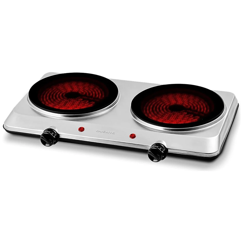 Cooktop Duplo Elétrico de Cerâmica Infravermelha OVENTE, 1500W - Prático e Portátil para Cozinhar em Qualquer Lugar