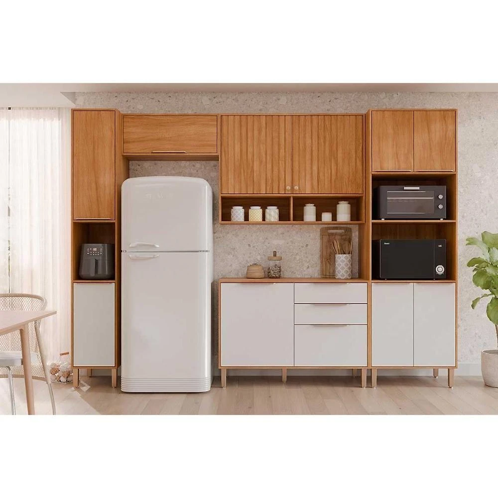 Cozinha Completa Divina 8 Portas 2 Gavetas MDF 377CM Cinamomo-Off MGM