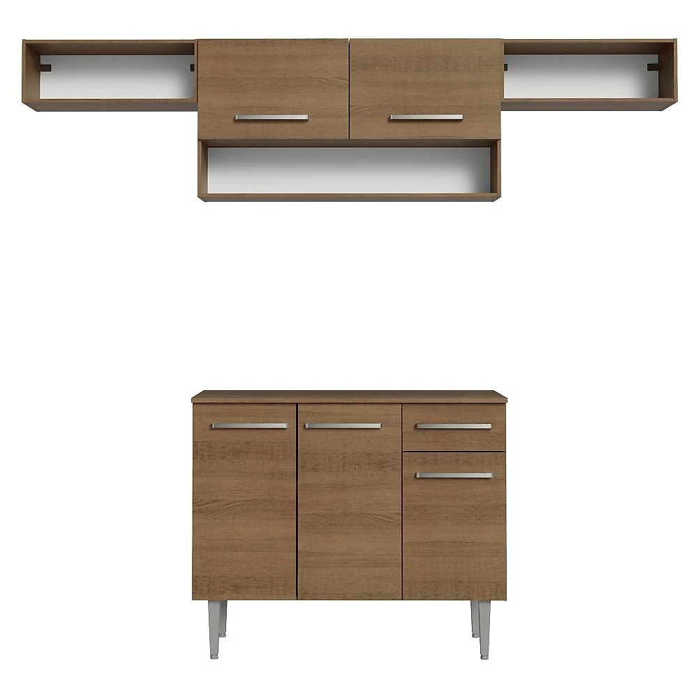 Armário de Cozinha Completa 225cm Rustic Emilly Madesa 01 Rustic