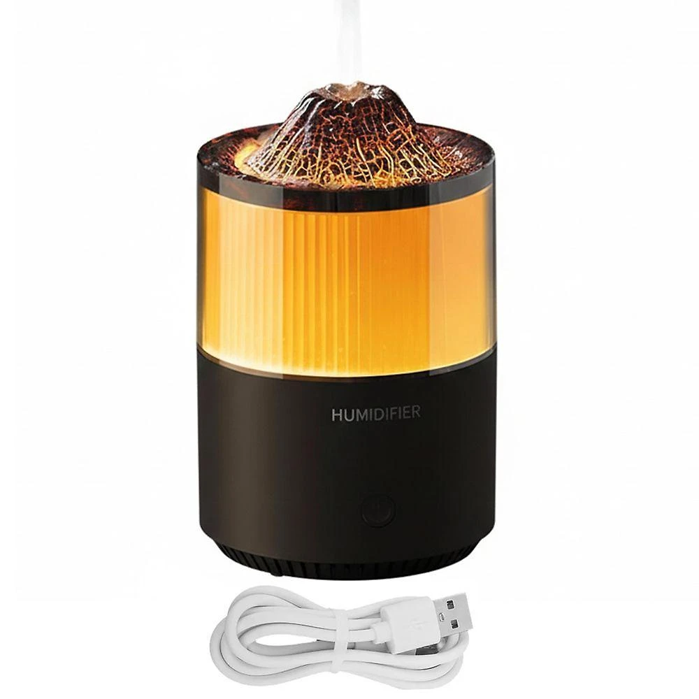 Umidificador Vulcão com Aromatizador e Iluminação LED Preto 0,2L Filtro Lavável Desligamento