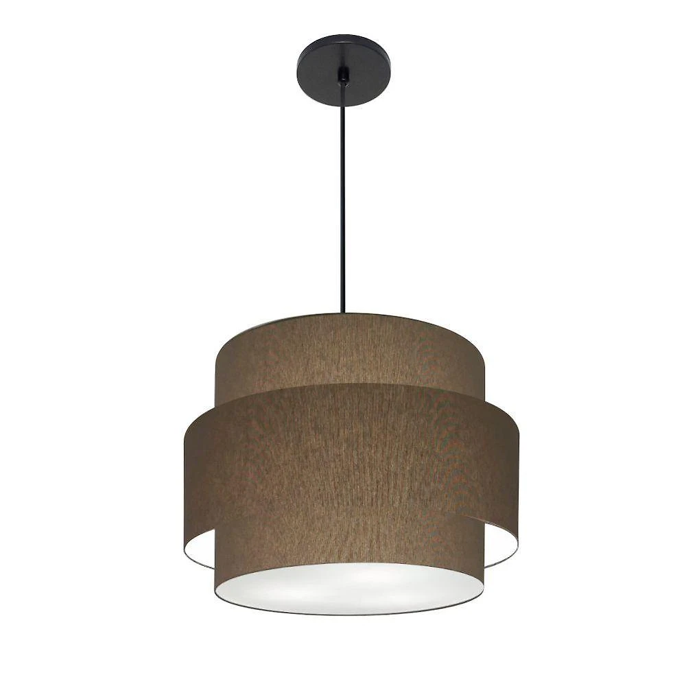 Lustre Para Sala De Jantar Vivare Md-4393 Cúpula Em Tecido 45cm Cáqui 127/220v