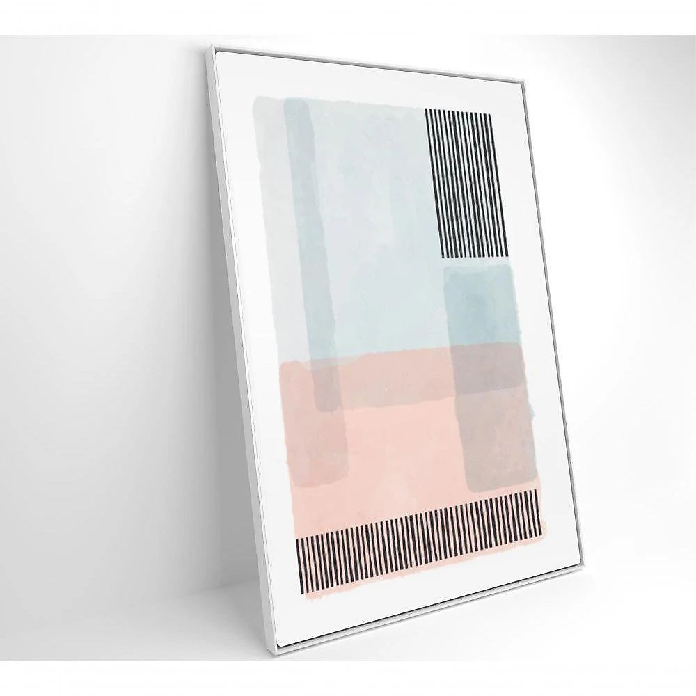 Quadro Abstrato Rosa E Azul 3 60x90 Cm Tecido Canvas