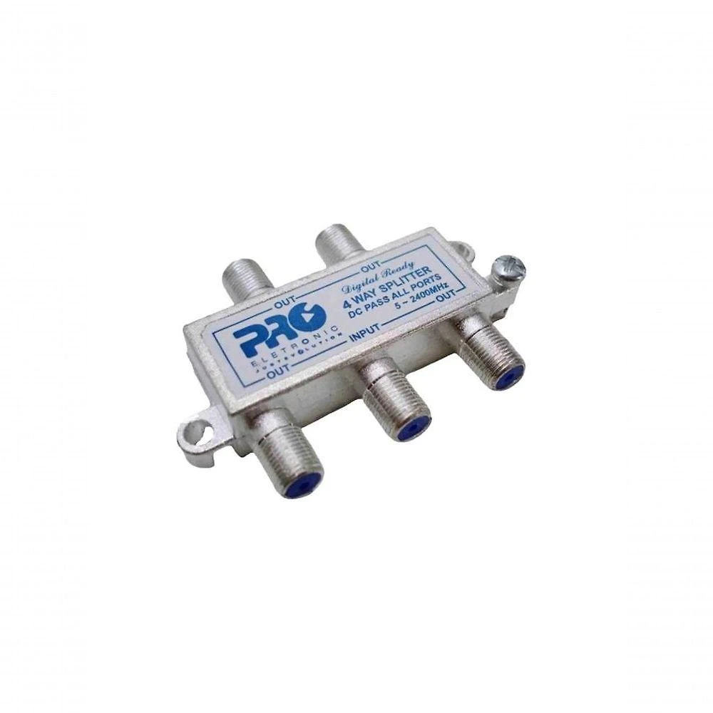 Divisor de Sinal 1:4 Proeletronic PQDV-2024 para VHF UHF e CATV com Frequência 5-2400 MHZ
