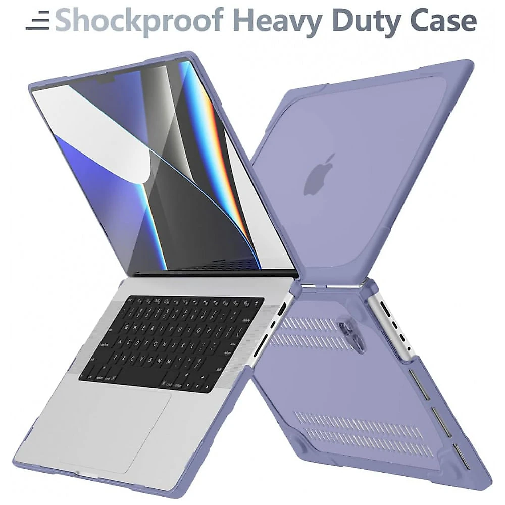 Capa Rígida Batianda MacBook Pro 16" Lavanda Cinza – Modelos A3403, A3186, A2991, A2780, A2485 com Suporte Dobrável