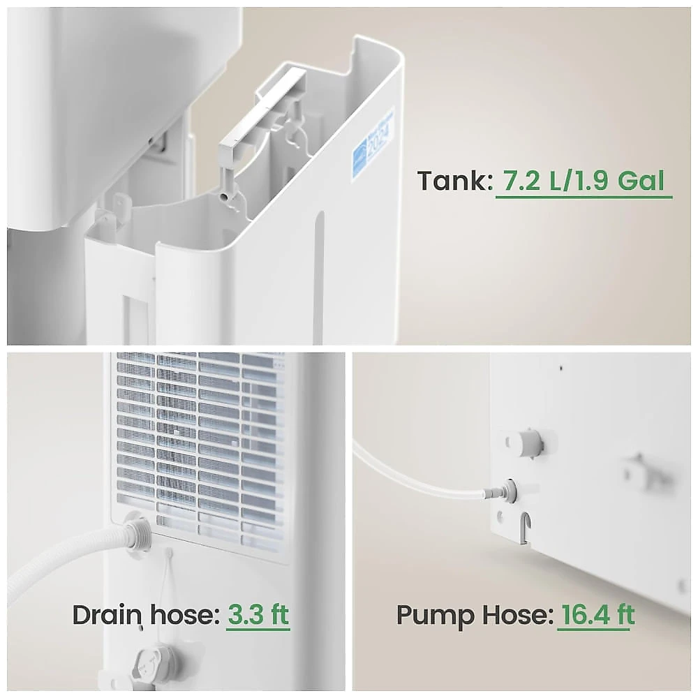 Desumidificador Waykar 70,97 Litros Energy Star com Bomba para Grandes Ambientes de até 666 metros quadrados - Casa, Porão, Comercial e Industrial