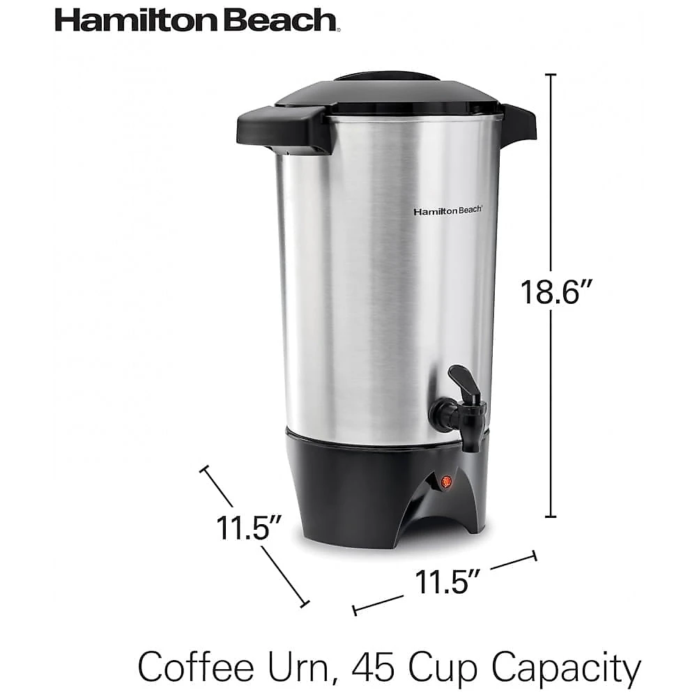 Urna de Café Hamilton Beach 45 Xícaras Prata Rápido Preparo e Dispensador de Bebidas Quentes 110V