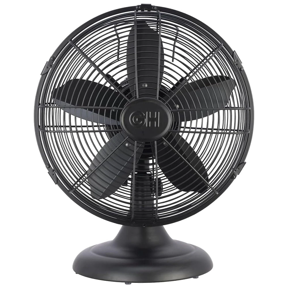 Ventilador de Mesa Retrô com 3 Velocidades, em Metal, 110V 35W, Good Housekeeping 92603, Preto Fosco