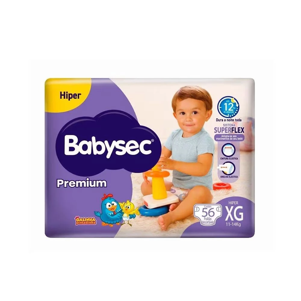 Miniatura Fralda Babysec Premium Hiper Tamanho XG 56 Unidades
