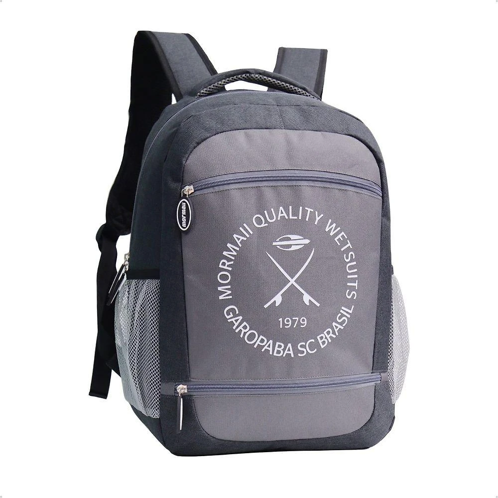 Mochila Mormaii Casual Compartimento Notebook 4 Bolsos 20L Preto e Cinza Unissex