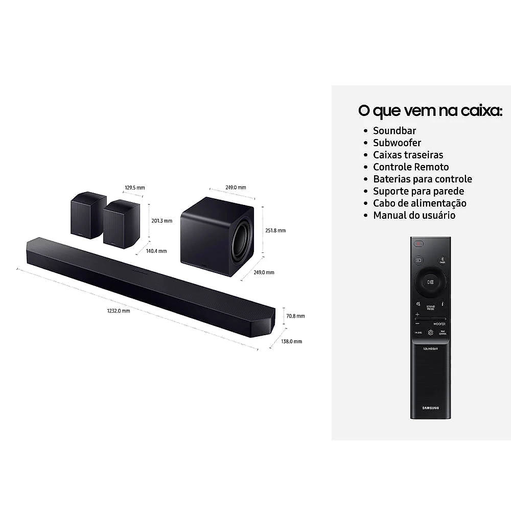Soundbar Samsung Série Q HW-Q990F com 11.1.4 Canais , Dolby Atmos e Modo Game Pro 2.0
