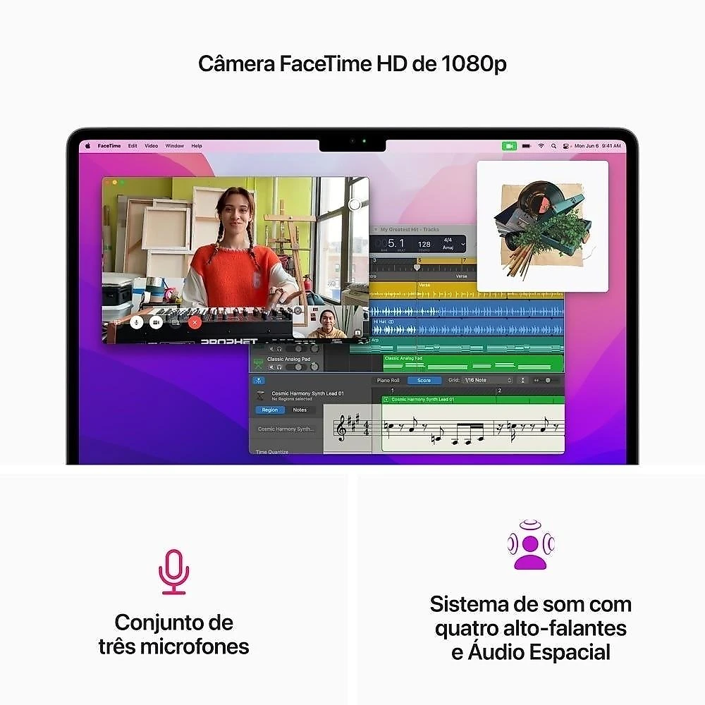 Apple MacBook Air 13", M2, CPU de 8 núcleos, GPU de 10 núcleos, 16GB RAM, 256GB SSD- Cinza-espacial