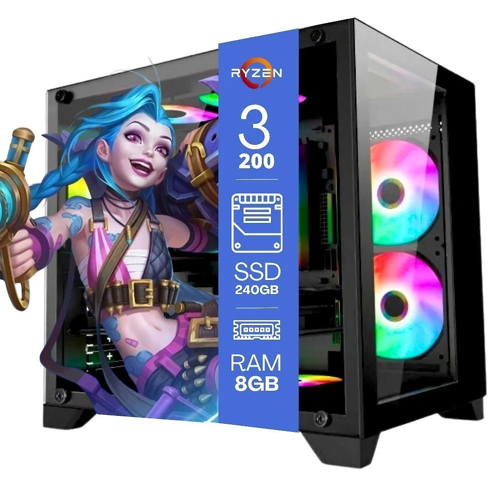 PC Gamer Desktop Ryzen 3 3200G 8GB SSD 240GB Windows 11 Pro Tob Computers