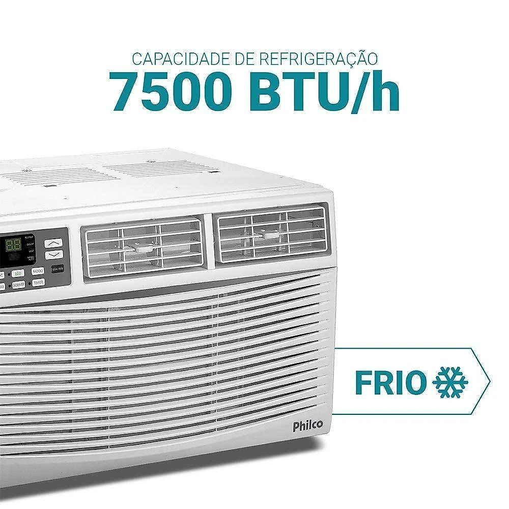 Ar Condicionado Janela Philco PAJ7FH 7.500 BTUs Timer Eco Serpentina De Cobre Frio Branco 220V