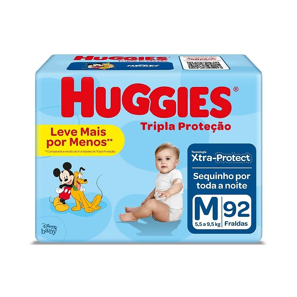 Miniatura Fralda Huggies Tripla Proteção Hiper M Com 92 Unidades