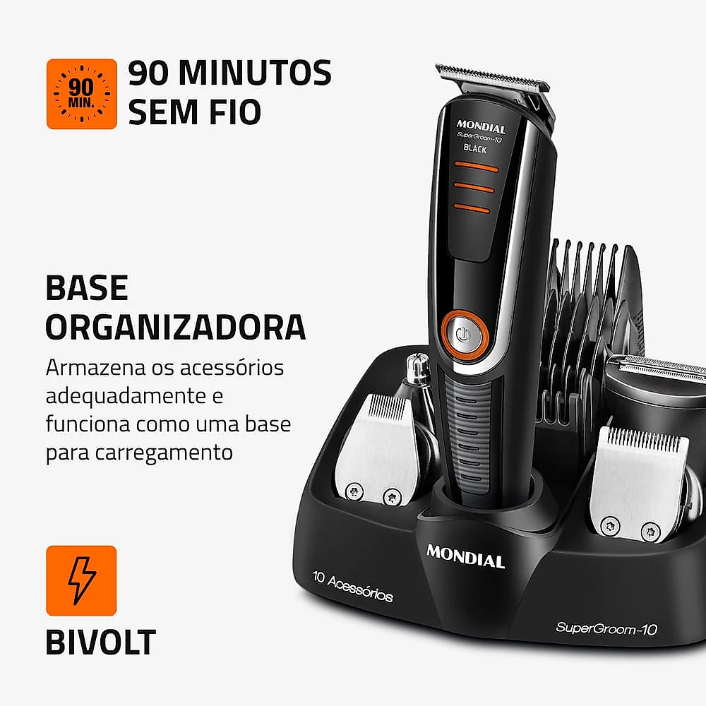 Aparador de Pelos SuperGroom Mondial BG-16 BODY GROOM BG-16 BIVOLT .