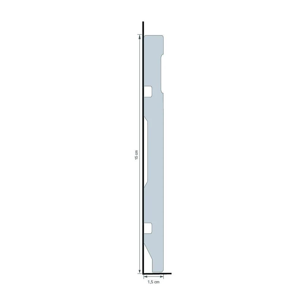 Rodapé de Poliestireno Frisado 15cm X 2,40m Rende 2,40 Metros Casa Grassi Rodapé de Poliestireno 15cm x 15mm Frisado Metro Linear Casa Grassi Branco