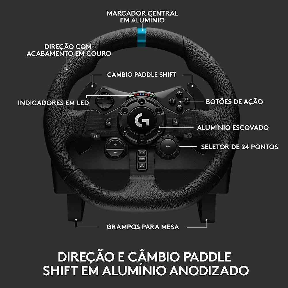 Volante Logitech G923 para PS5, PS4 e PC com Force Feedback TRUEFORCE, Pedais Responsivos, Launch Control - 941-000148