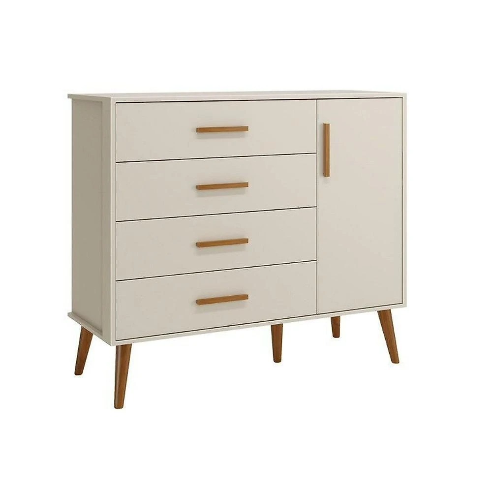 Quarto de Bebê Completo Isis / Berço 2 em 1, Cômoda Sapateira 100% MDF Areia