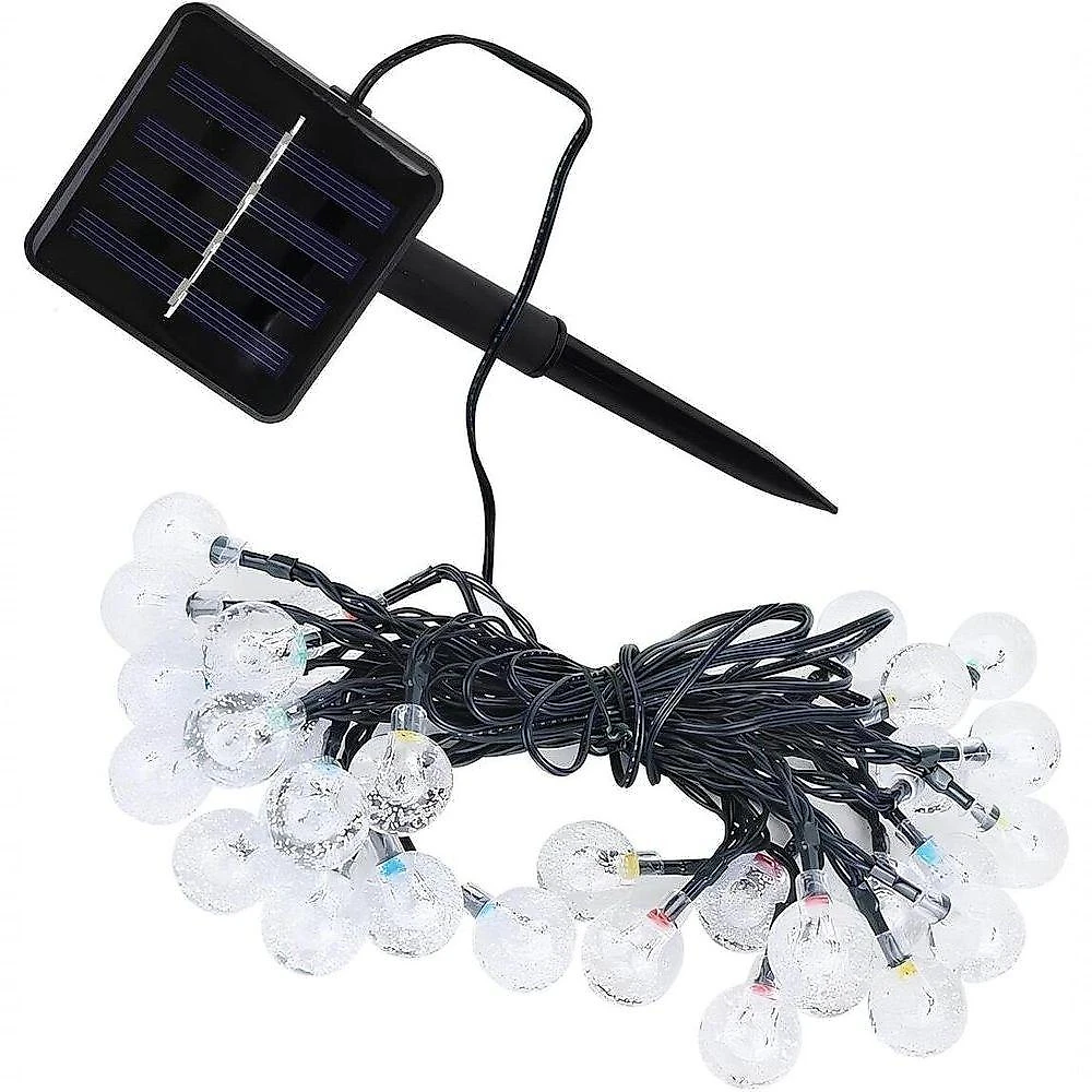 Pisca Cordão Natalino Solar Jardim 20 Bolinhas Amarelo 5m com Leds Amarelo Outras Marcas