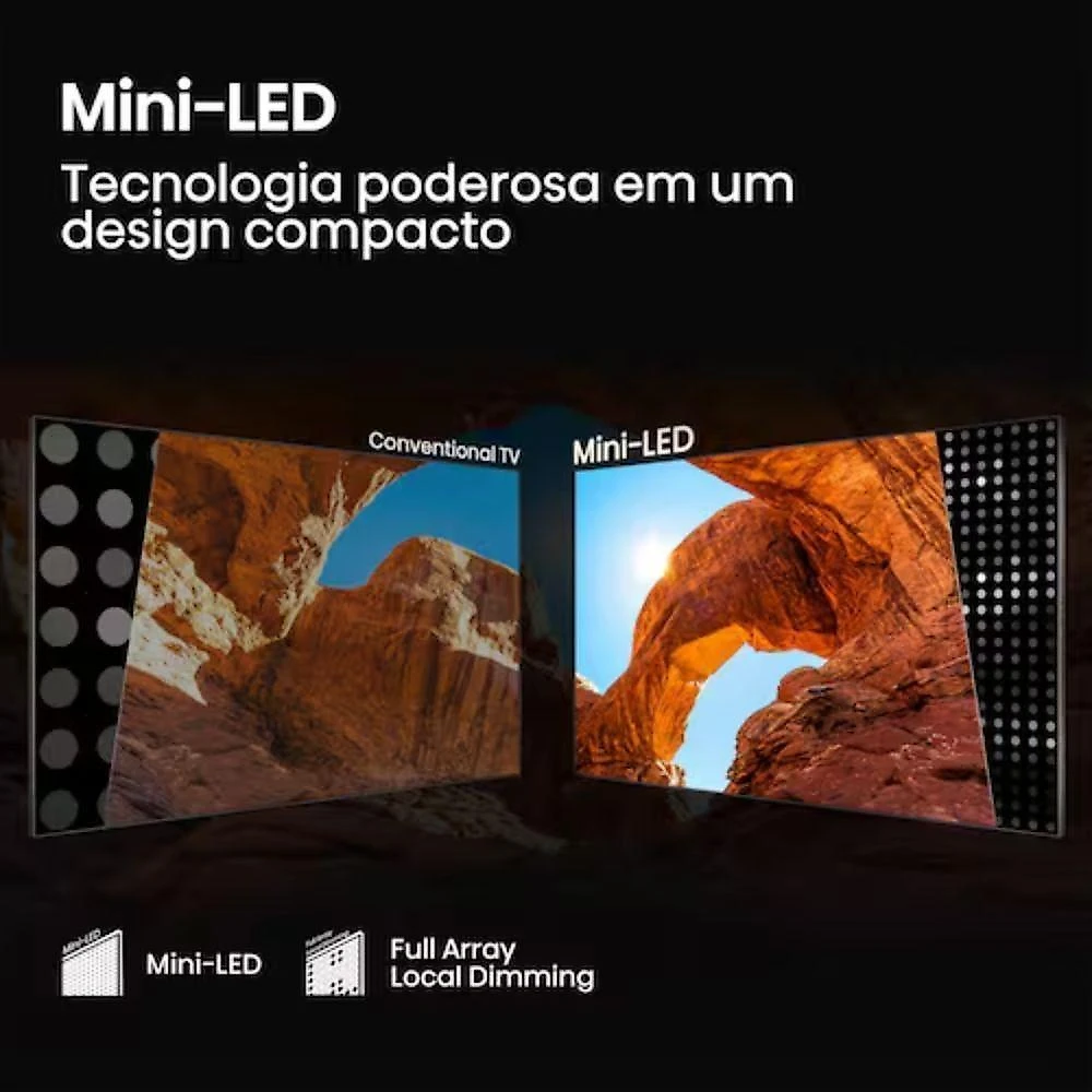 Smart TV Hisense 55U6QV 55P 4K UHD Mini LED Preto