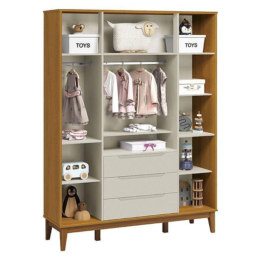Quarto de Bebê Elfe Classic 4 Portas 3 Gavetas MDF Amadeirado Reller Móveis