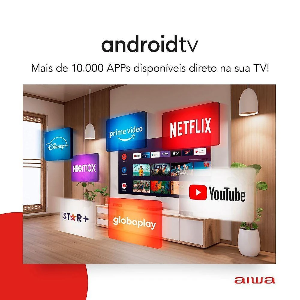 Smart Tv Aiwa Android, Full Hd, Comando De Voz, Dolby Audio, borda Infinita Aws-tv-43-bl-02-a Bivolt