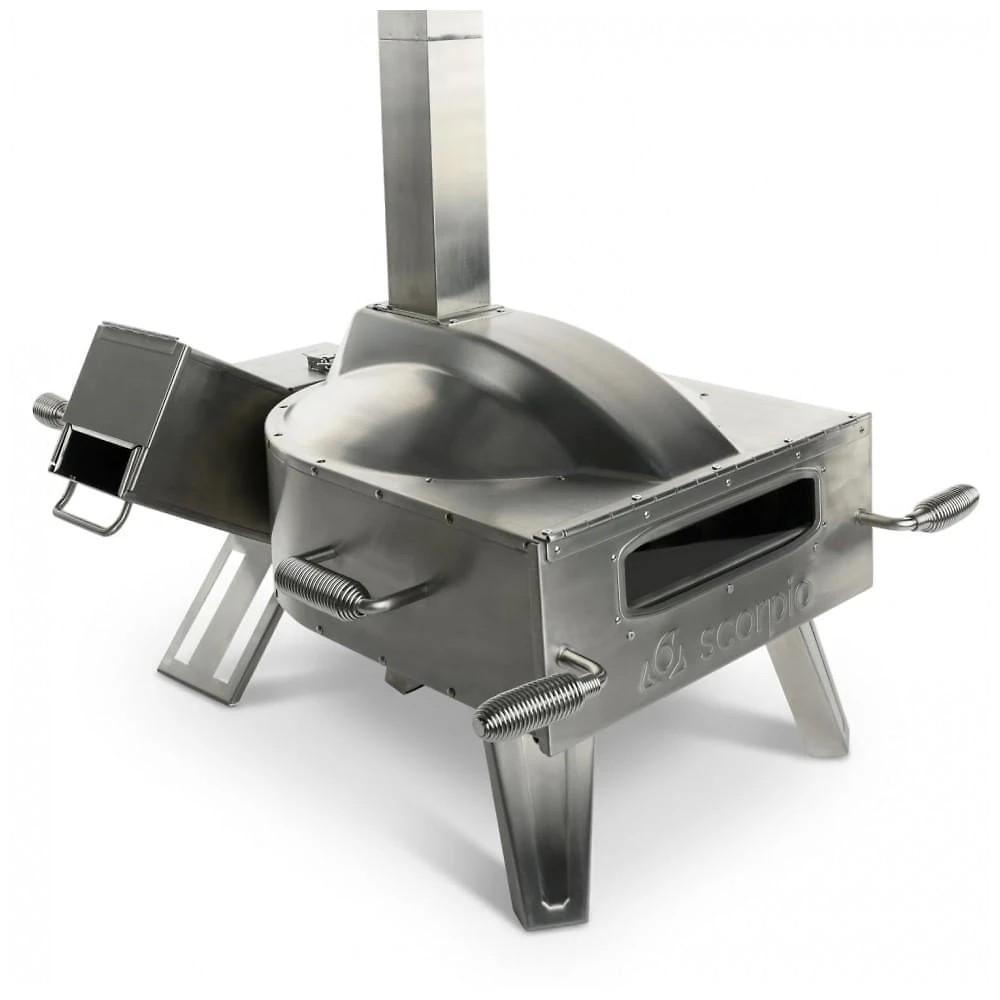 Forno de Pizza SCORPIO SPO1 Multicombustível Lenha e Gás 16" Pedra Giratória Refratária Alta Temperatura 454°C Portátil Externo