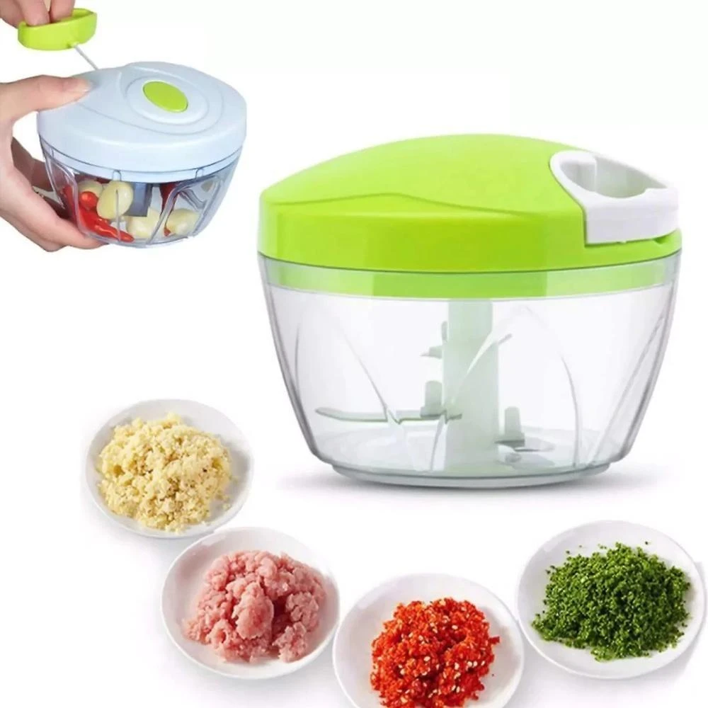 Mini Triturador Manual de Alimentos 3 Lâminas em Plástico e Aço Inoxidável