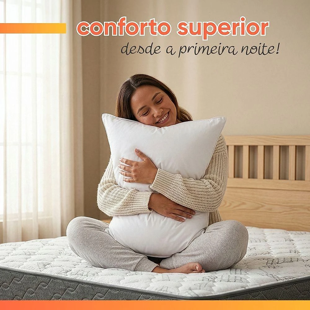 Cama Box Baú Colchão Queen Ortopédico Espuma D33 Hiper 158x198x60cm Cinza