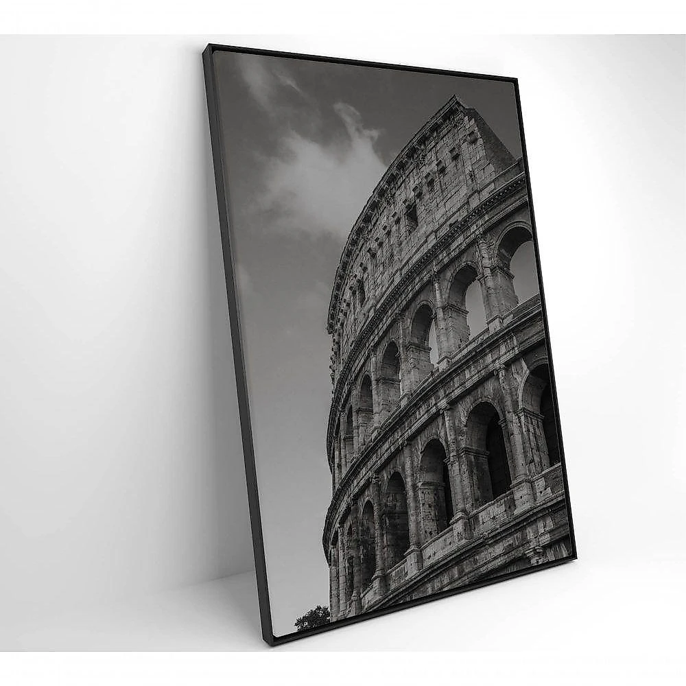 Quadro Coliseu Preto E Branco 60x90 Cm Vidro Impresso