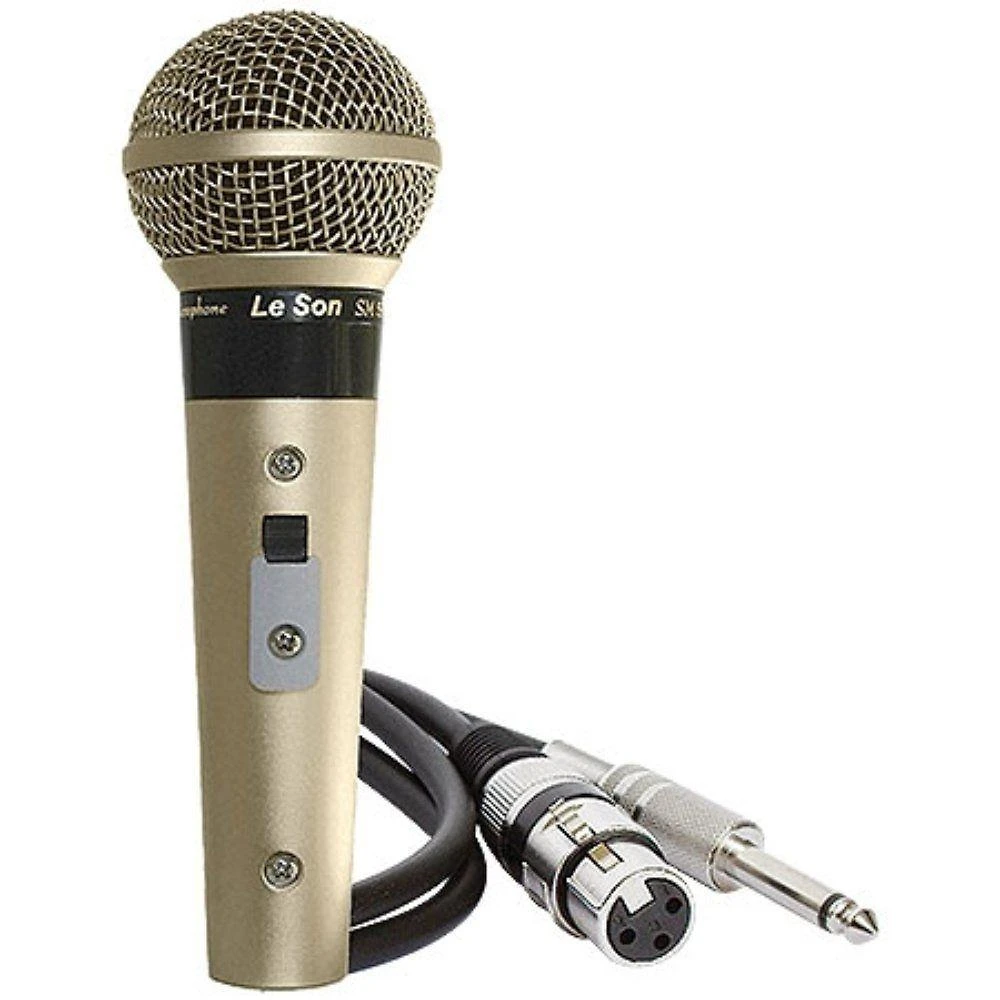 Microfone Profissional Dinâmico Cardióide SM58 P4 Champanhe com Cabo de 5 Metros Leson