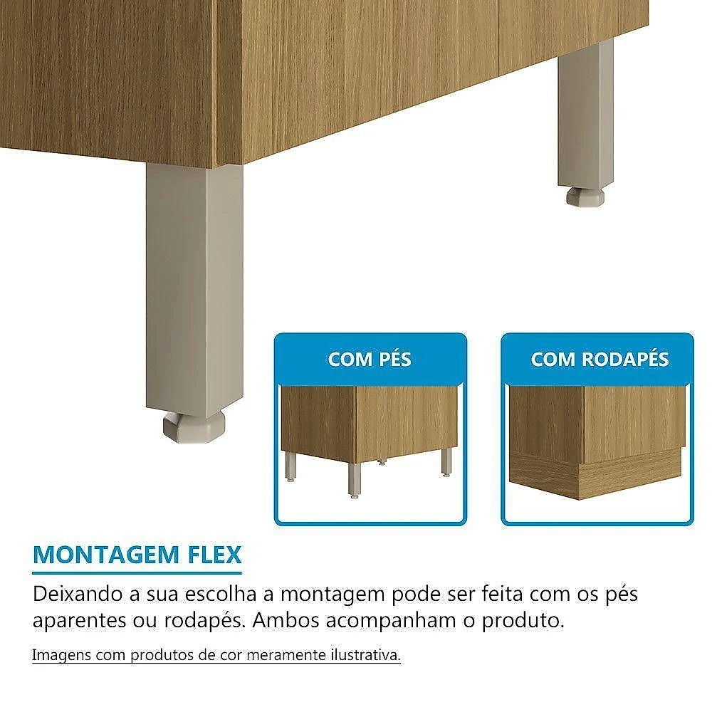 Paneleiro Vitra 2 Portas 2 Gavetas MDP-MDF 70CM Marrom Luciane Móveis