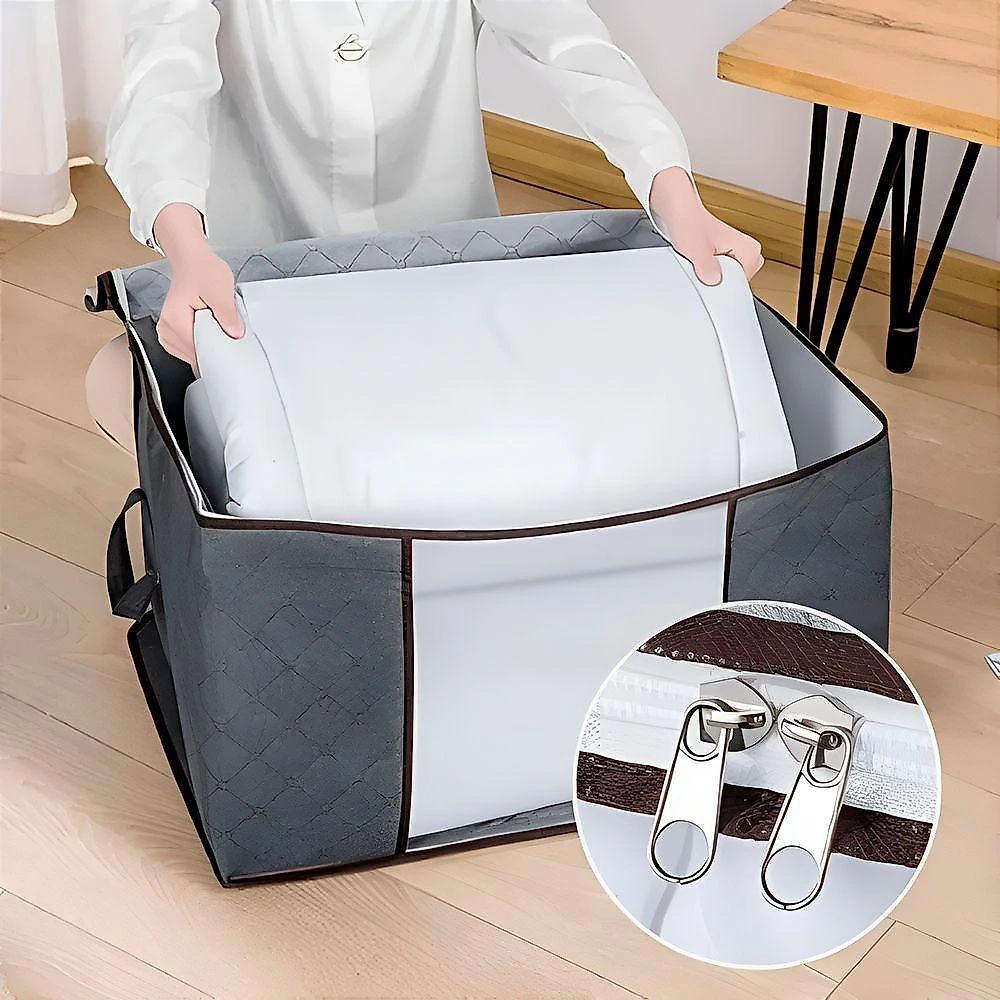 Saco Organizador para Roupas e Cobertas 90L Tnt e Pvc Cinza Gxm