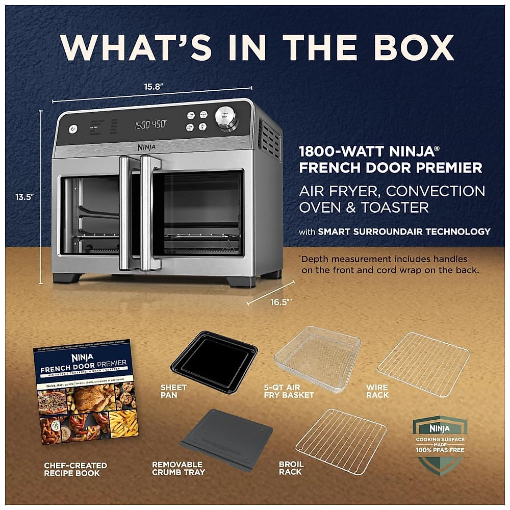 Air Fryer Forno Ninja FO101 French Door 10 em 1 19,2 L Aço Inox Prata