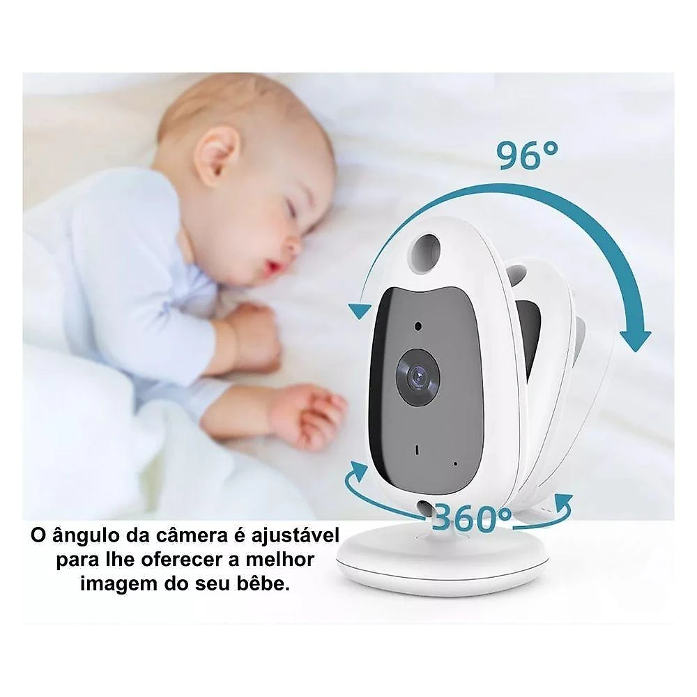 Babá Eletrônica EL-1809 com Câmera Monitor LCD de Vídeo Colorido sem Fio Ativação por Voz Eletromex
