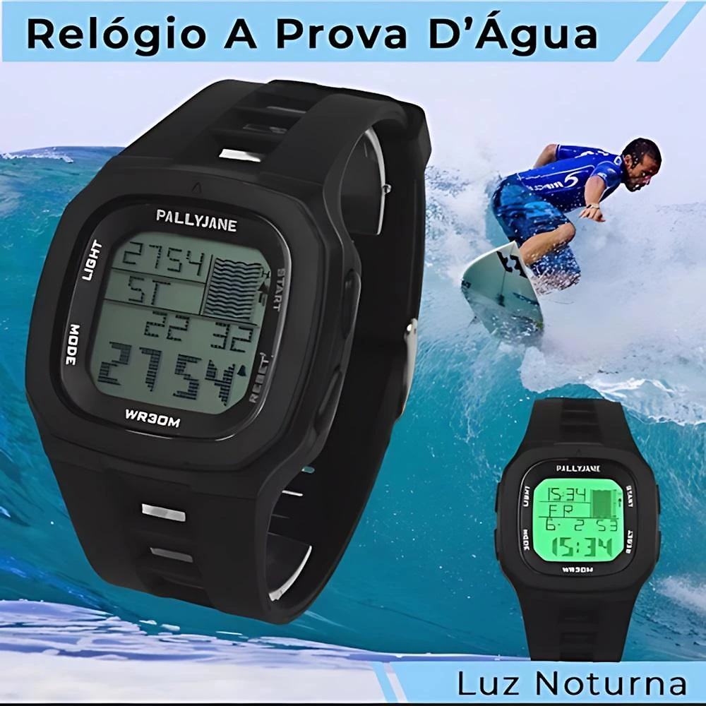 Relógio Digital Prova Dagua Esportivo Surfista Surf Com Luz