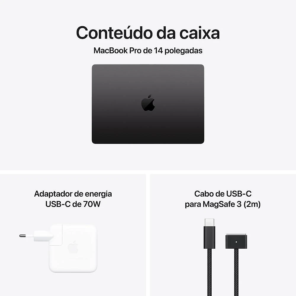 MacBook Pro 14" Apple M5 Pro chip com 15 núcleos CPU e 16 núcleos GPU  24GB  2TB SSD - Preto espacial