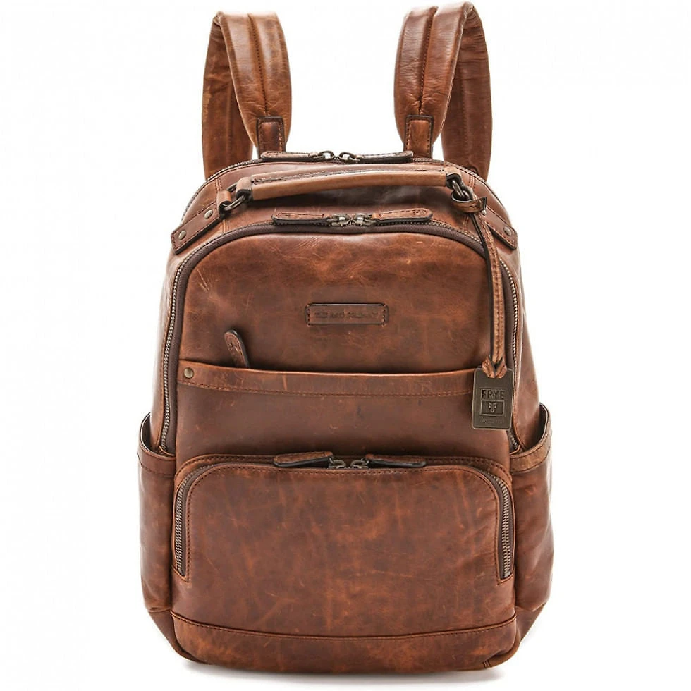 Mochila Feminina para Laptop de Couro, FRYE, Marrom