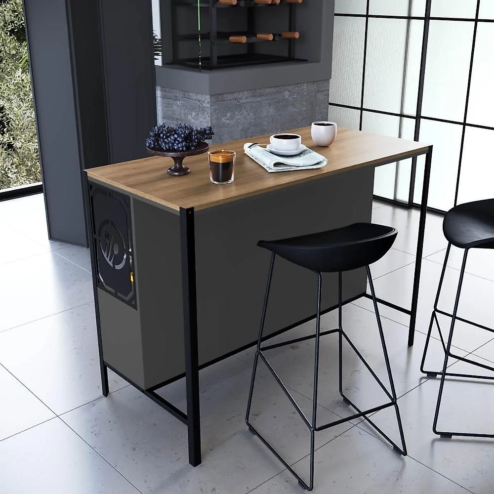 Balcão Mesa Bancada para Cozinha 127CM com Prateleira MDP Mel com Grafite webcontinental-7898270102240